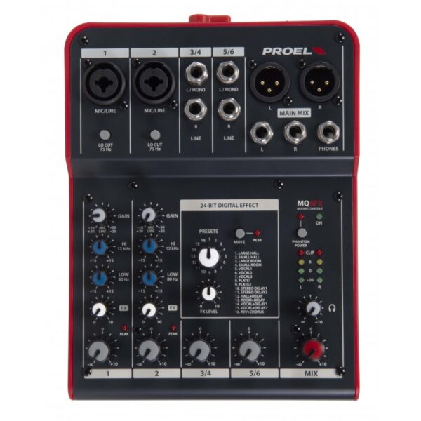 Proel MQ6FX - Mezcladora de Audio de 6 Canales con FX